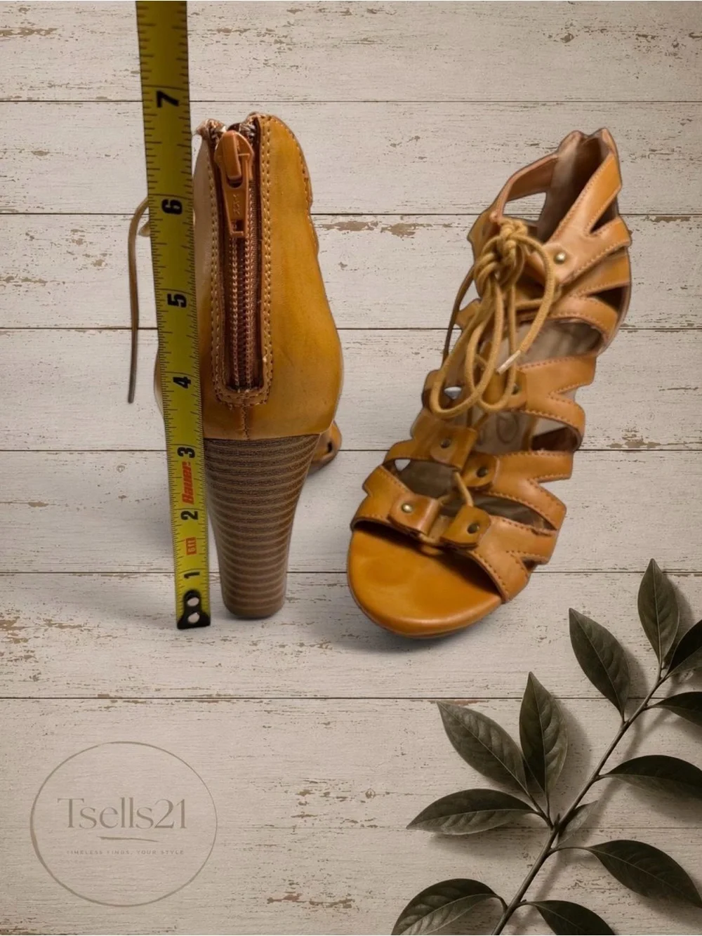 American Rag Tan Lace-Up Wedge Sandals - Size 8
